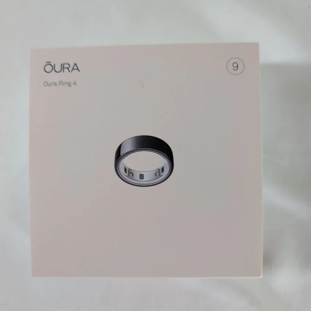 Oura Ring 4 Black Size 9 Smart Ring Tested 100% Battery Box & Charger